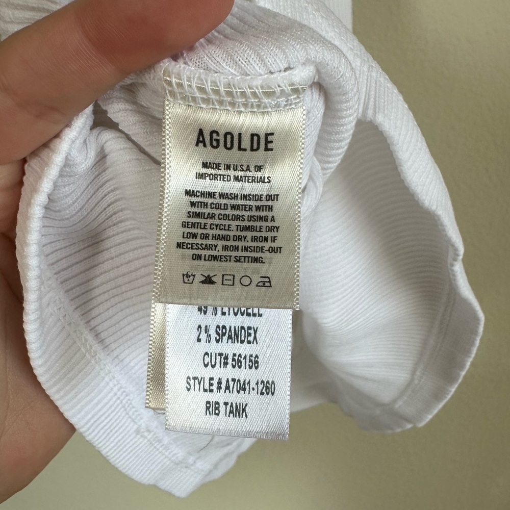 Agolde White Ribbed High Neck Tank - Picture 5 of 10